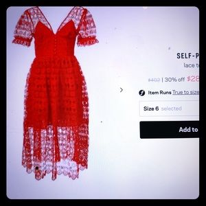 NWT Self-Portrait Dress size 6 fits like a 2/4